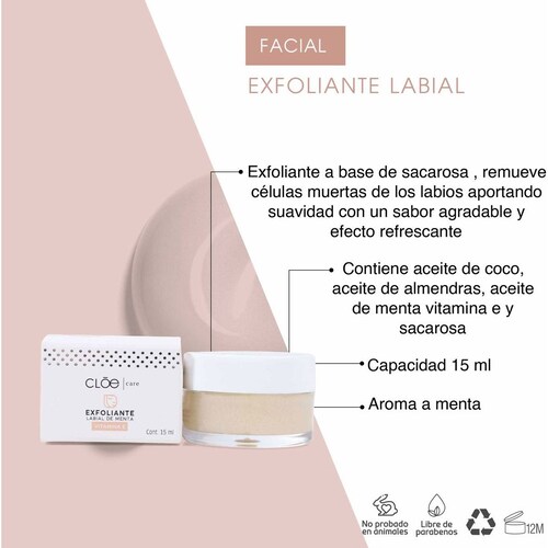 Exfoliante para Labios Menta Vitamina e Cloe 15Ml