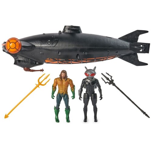 Set de Aquaman y Black Manta con Vehiculo Sub 10Cm