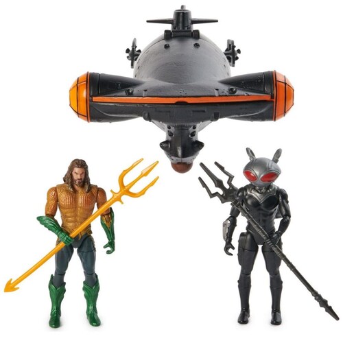 Set de Aquaman y Black Manta con Vehiculo Sub 10Cm