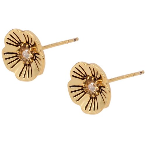 Aretes  Coach Color Dorado Acabado Martillado
