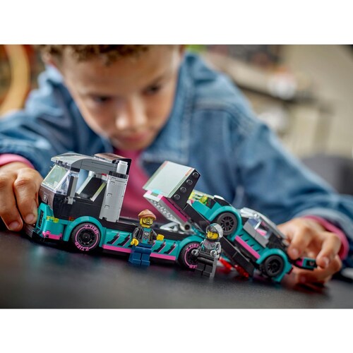 Lego Coche de Carreras y Camión de Transporte