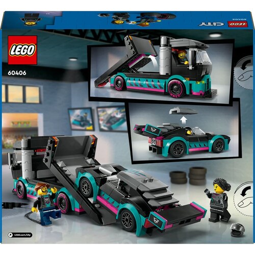 Lego Coche de Carreras y Camión de Transporte