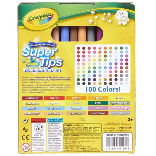 100 Super Tips + 20 Silly Scents Crayola