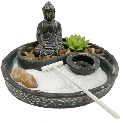 Home Nature Jardín Zen Gris Redondo 22 Cm