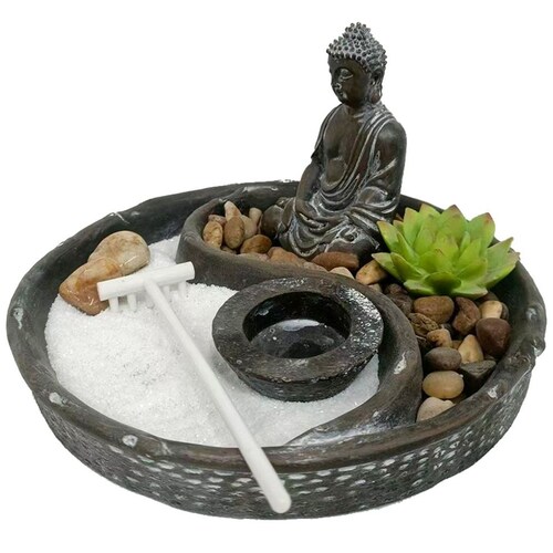 Home Nature Jardín Zen Gris Redondo 22 Cm