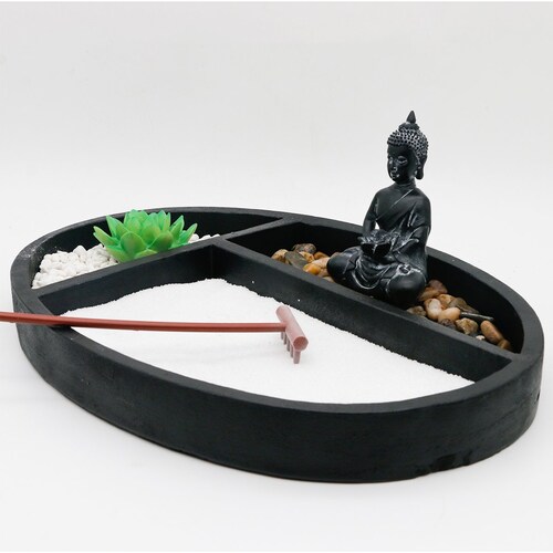 Home Nature Jardín Zen Negro Redondo 32 Cm