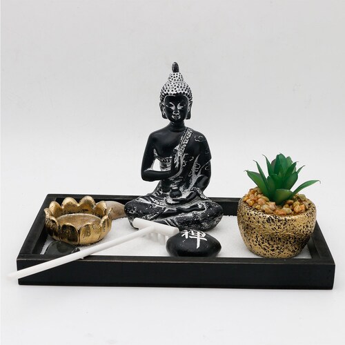 Home Nature Jardín Zen Negro Cuadrado 22 Cm