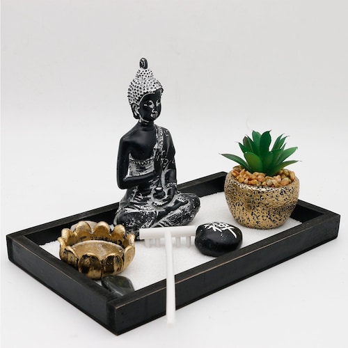 Home Nature Jardín Zen Negro Cuadrado 22 Cm
