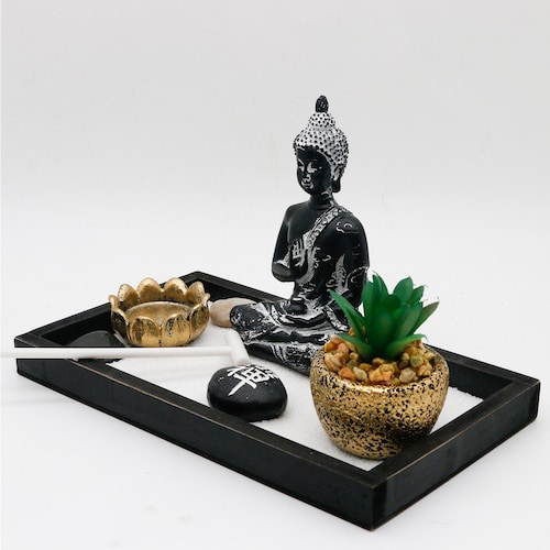 Home Nature Jardín Zen Negro Cuadrado 22 Cm