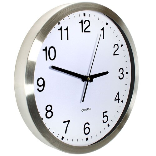 Reloj Pared Metalico Sin Numeros Blanco Y Negro 35Cm Quadrum