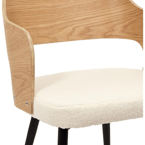 Home Nature Silla Loki con Respaldo de Madera 76*55*51.5 Cm