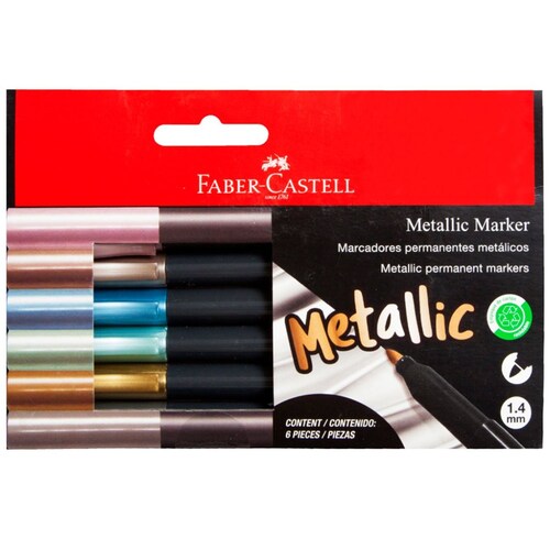 6 Marcadores Permanentes Metálicos  Faber-Castell
