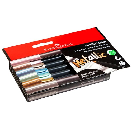 6 Marcadores Permanentes Metálicos  Faber-Castell