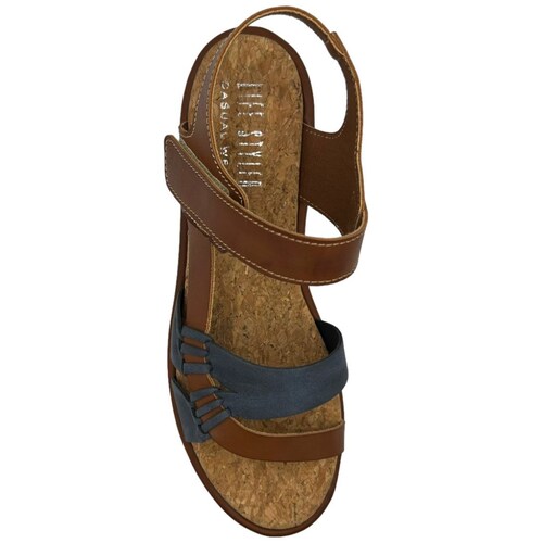 Sandalia de Plataforma con Velcro Marino Lifestyler