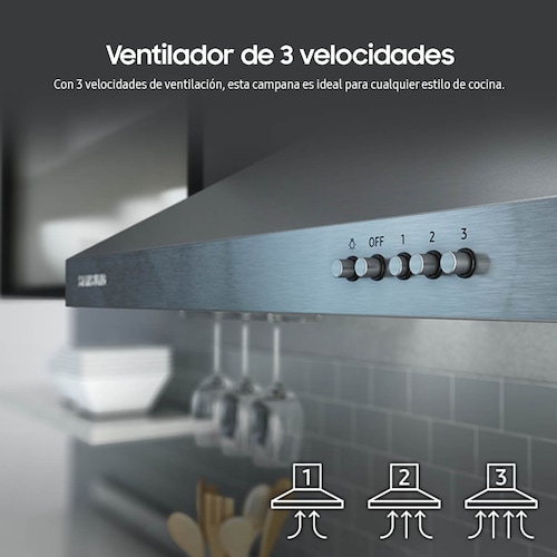 Campana de Pared Samsung 76 Cm Acero Inoxidable 3 Velocidades con Luz Led Nk30R5000Ws/ax