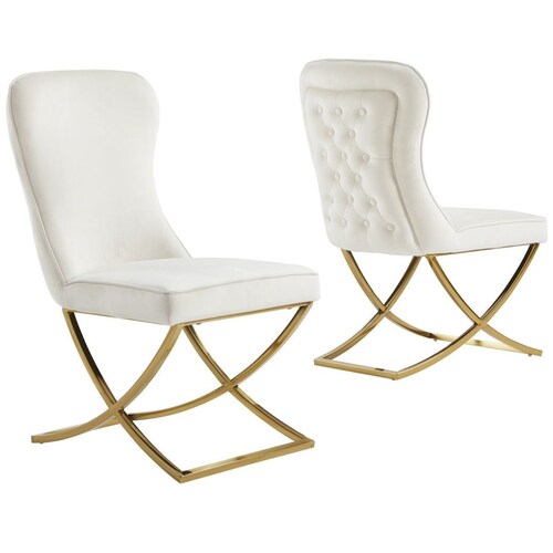 Silla Blanca con Cromo Dorado Dc23 Wang