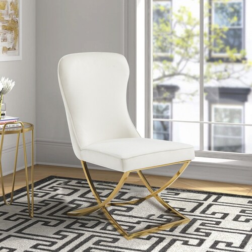 Silla Blanca con Cromo Dorado Dc23 Wang