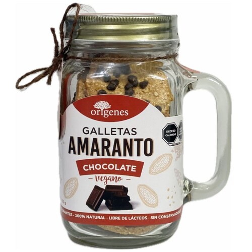 Tarro Mason Orígenes con Galletas de Amaranto y Chispas