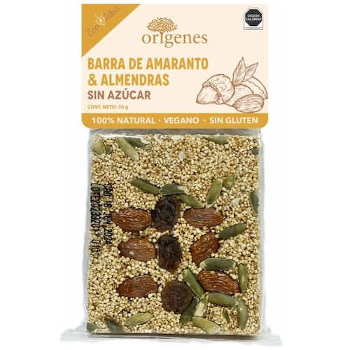 Barra de Amaranto Orígenes Amaranto y Almendra Sin Azúcar