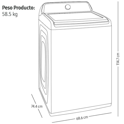 Lavadora Negra Carga Superior Samsung 23Kg Wa23C3554Gv