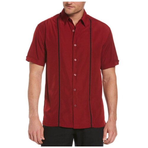 Camisa Manga Corta con Panel de Punto Pick Cubavera para Hombre