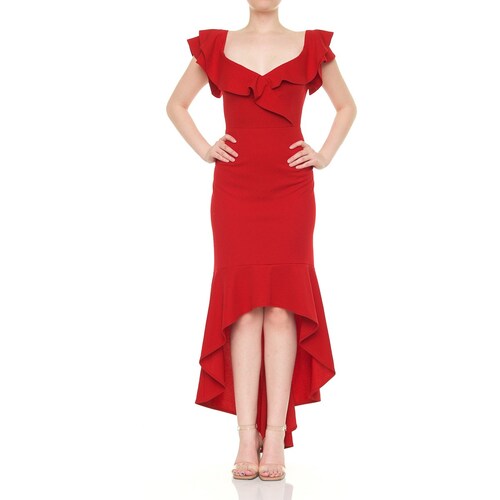 Vestido Largo de Fiesta con Olanes para Mujer