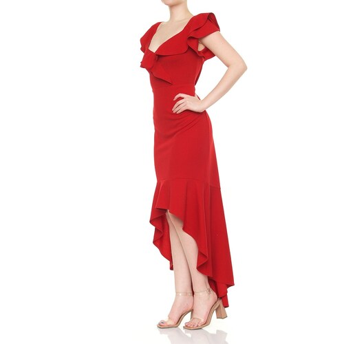 Vestido Largo de Fiesta con Olanes para Mujer