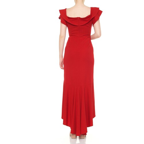 Vestido Largo de Fiesta con Olanes para Mujer