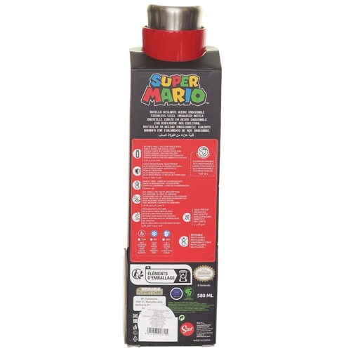 Botella Térmica Acero Inoxidable Rojo Super Mario
