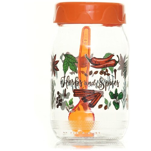 Frasco Vidrio Decorado C/cuchara Herevin