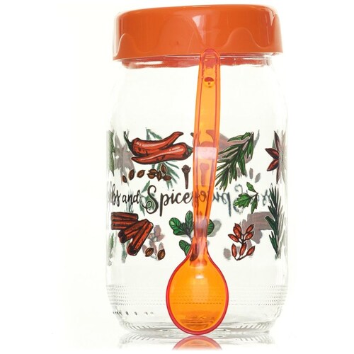 Frasco Vidrio Decorado C/cuchara Herevin