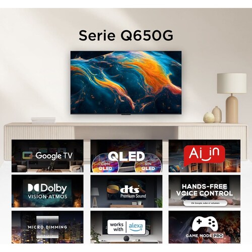 Pantalla Tcl 75" Qled 4K Google Tv 75Q650G
