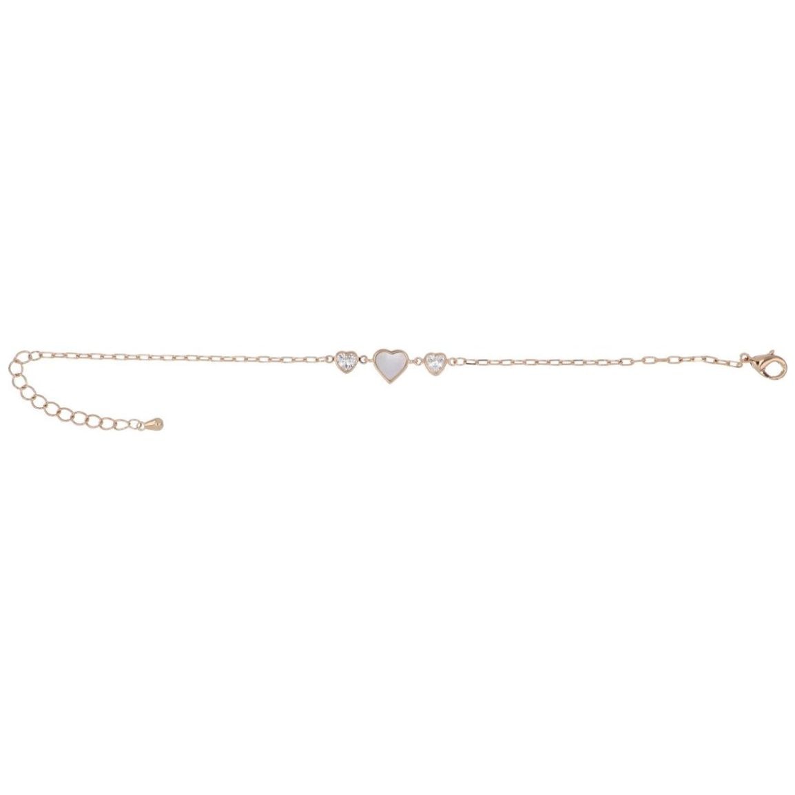 Pulsera Cadena Corazones Chapado Oro Rosa Korei