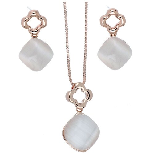 Juego Aretes+Dije+Cadena Piedra Rosa Camilla