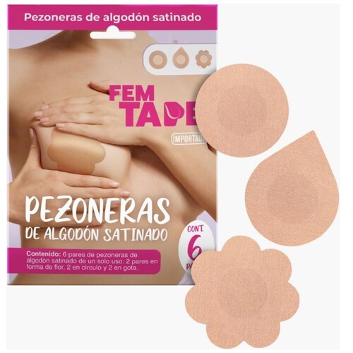 Pezoneras de Algodón Satinado 12 Pzas Fem Tape para Mujer