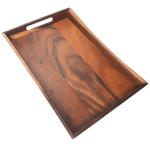 Home Nature Charola Rectangular de Servicio Hecha de Madera 46*30*5 Cm