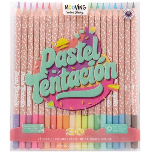 Paquete de 20 Lápices de Colores en Tonos Pastel Mooving