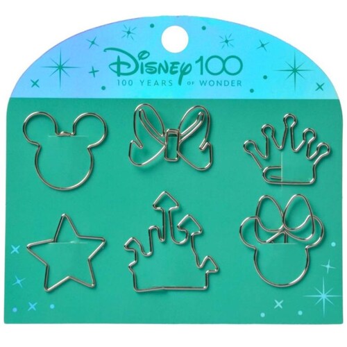 Paquete de 6 Sujetadores de Papel con Forma Disney 100