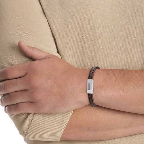 Pulsera Acero Inoxidable y Cuero Calvin Klein para Hombre