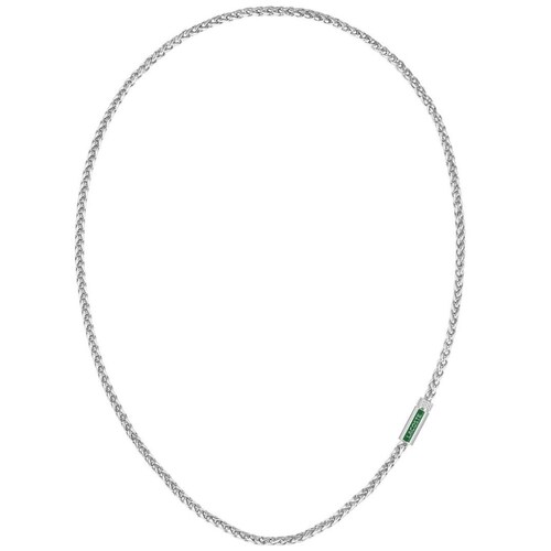 Collar Acero Inoxidable Plateado Lacoste para Hombre