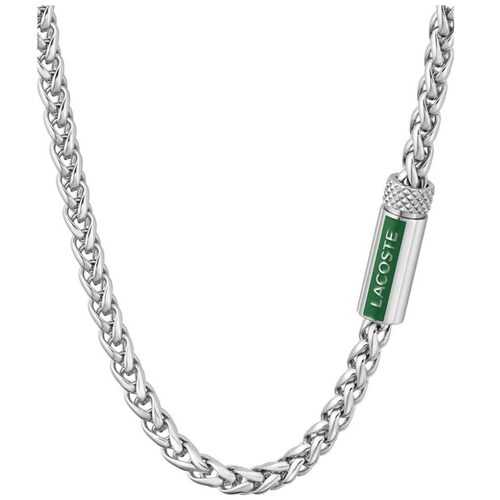 Collar Acero Inoxidable Plateado Lacoste para Hombre