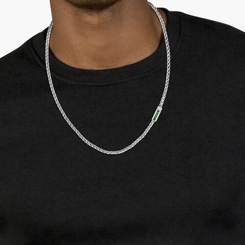 Collar Acero Inoxidable Plateado Lacoste para Hombre