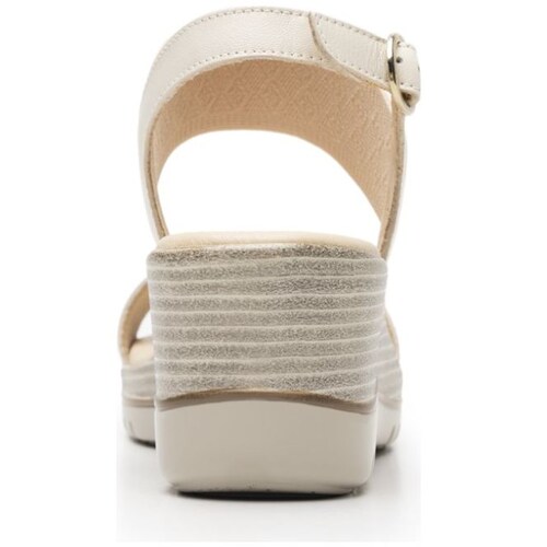 Sandalia Doble Tira y Tacón Cuña Blanca Flexi para Mujer