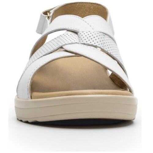 Sandalia con Tacón Cuña y Ajuste Velcro Blanca Flexi para Mujer