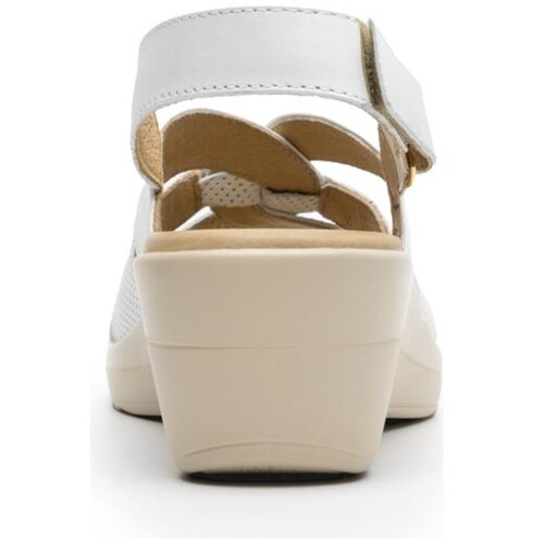 Sandalia con Tacón Cuña y Ajuste Velcro Blanca Flexi para Mujer