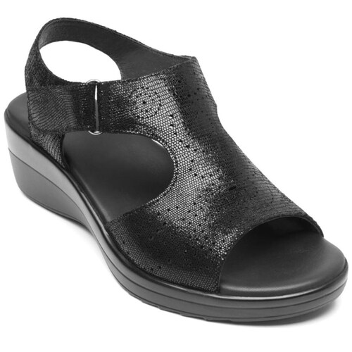 Sandalia con Plantilla Transpirable y Ajuste Velcro Negra Flexi para Mujer