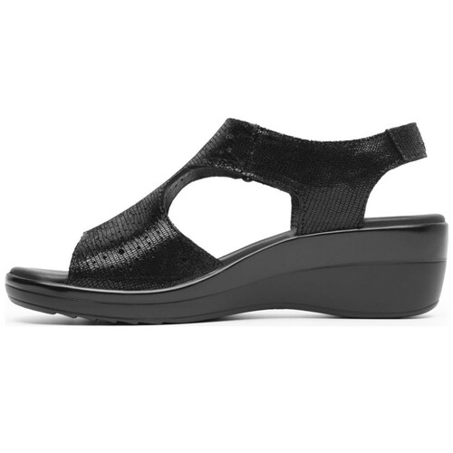 Sandalia con Plantilla Transpirable y Ajuste Velcro Negra Flexi para Mujer