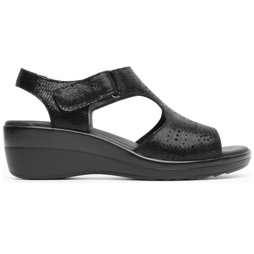 Sandalia con Plantilla Transpirable y Ajuste Velcro Negra Flexi para Mujer