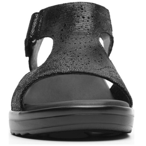 Sandalia con Plantilla Transpirable y Ajuste Velcro Negra Flexi para Mujer