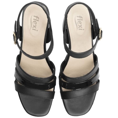Sandalia Multitiras y Pulsera Negra para Mujer Flexi